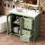 Armoire de salle de bain 36 po avec 2 portes à fermeture douce, 3 tiroirs, lavabo en céramique - tablettes élégantes pour meuble-lavabo, poignées luxueuses et design élégant