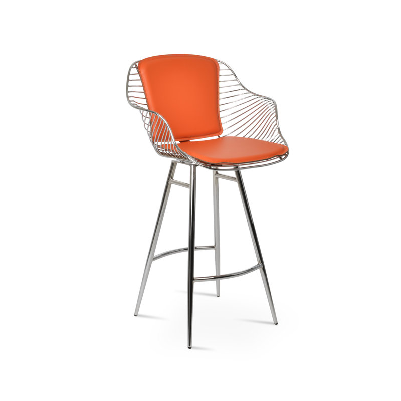 Tabouret de bar et de comptoir Zebra Galata, Chrome, Orange, Tabouret de comptoir (siège d'une hauteur de 26 p