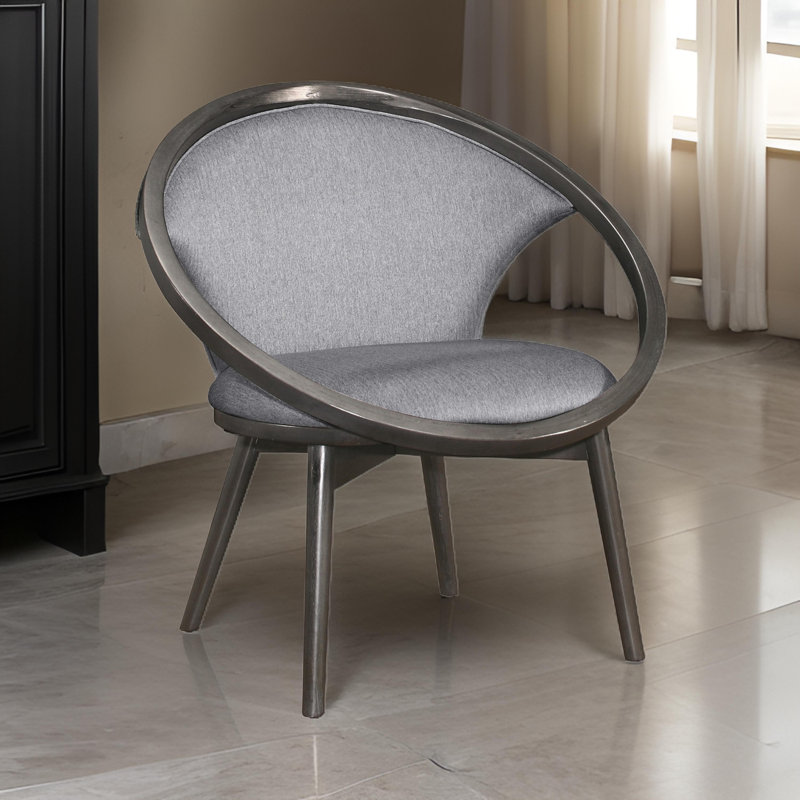 Fauteuil Papasan de 26,5 po de large Lara, Tweed gris
