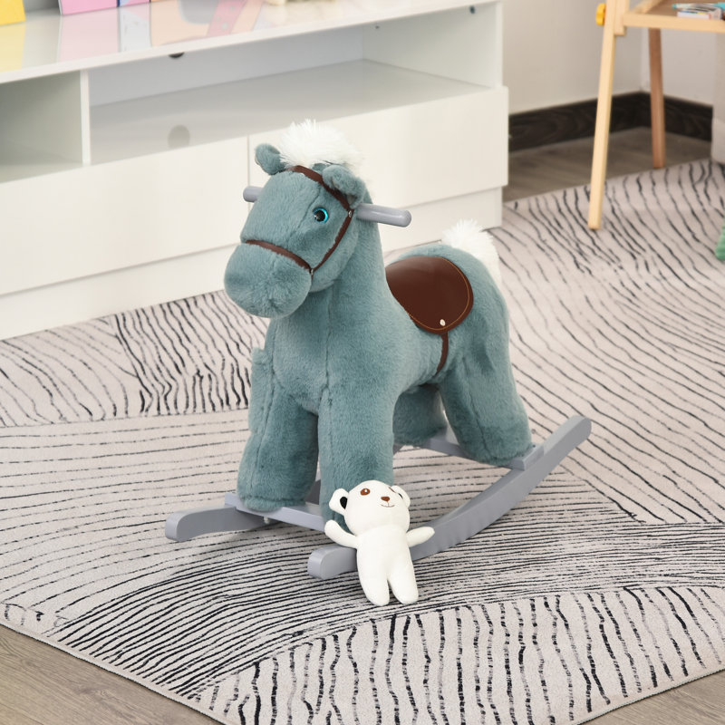 Cheval à bascule en peluche pour enfants, Bleu