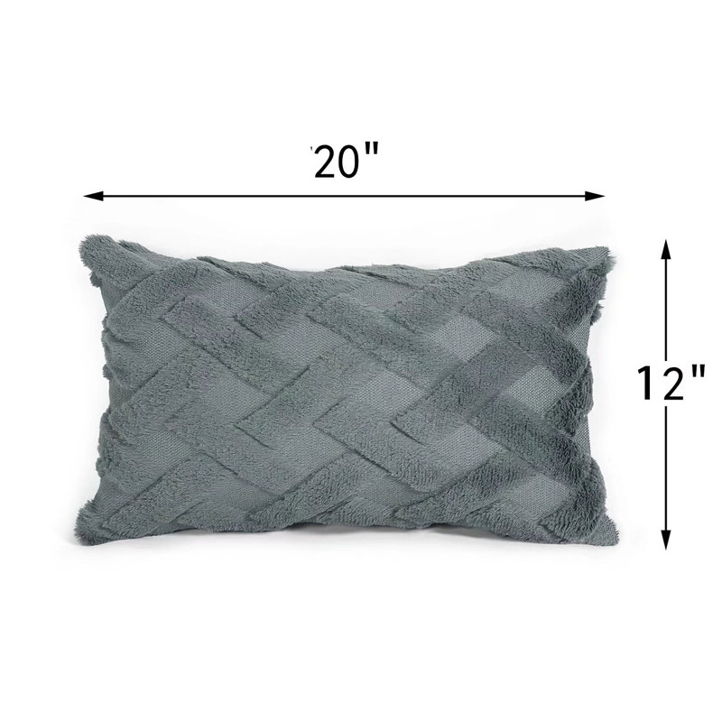 Housse de coussin rectangulaire en tissu rose, Gris