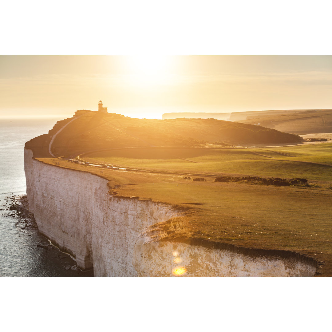 Seven Sisters Cliffs At Sunset - Wrapped Canvas Print