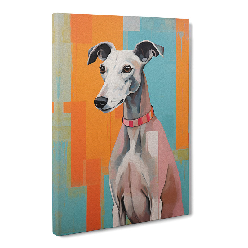 Whippet Colour Field No.3 - Wrapped Canvas, 60cm H x 40cm W x 3cm D