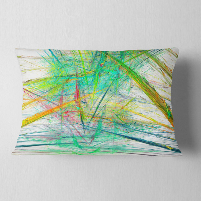 Coussin lombaire abstrait à motif fractal abstrait, Vert