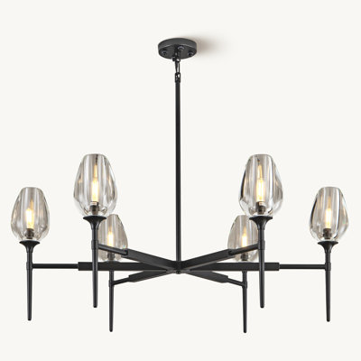 Lutina Light Chandelier with Cylinder Glass Shades for Living Room, Dining Room