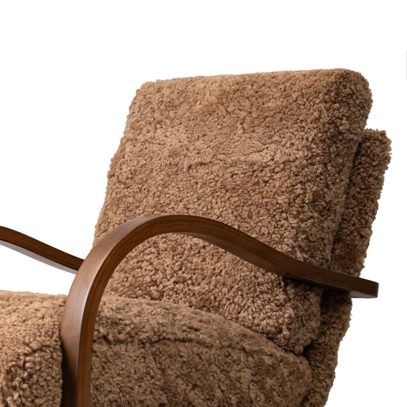 Fauteuil Parkhill, Shearling ambre, Parawood brun Terra