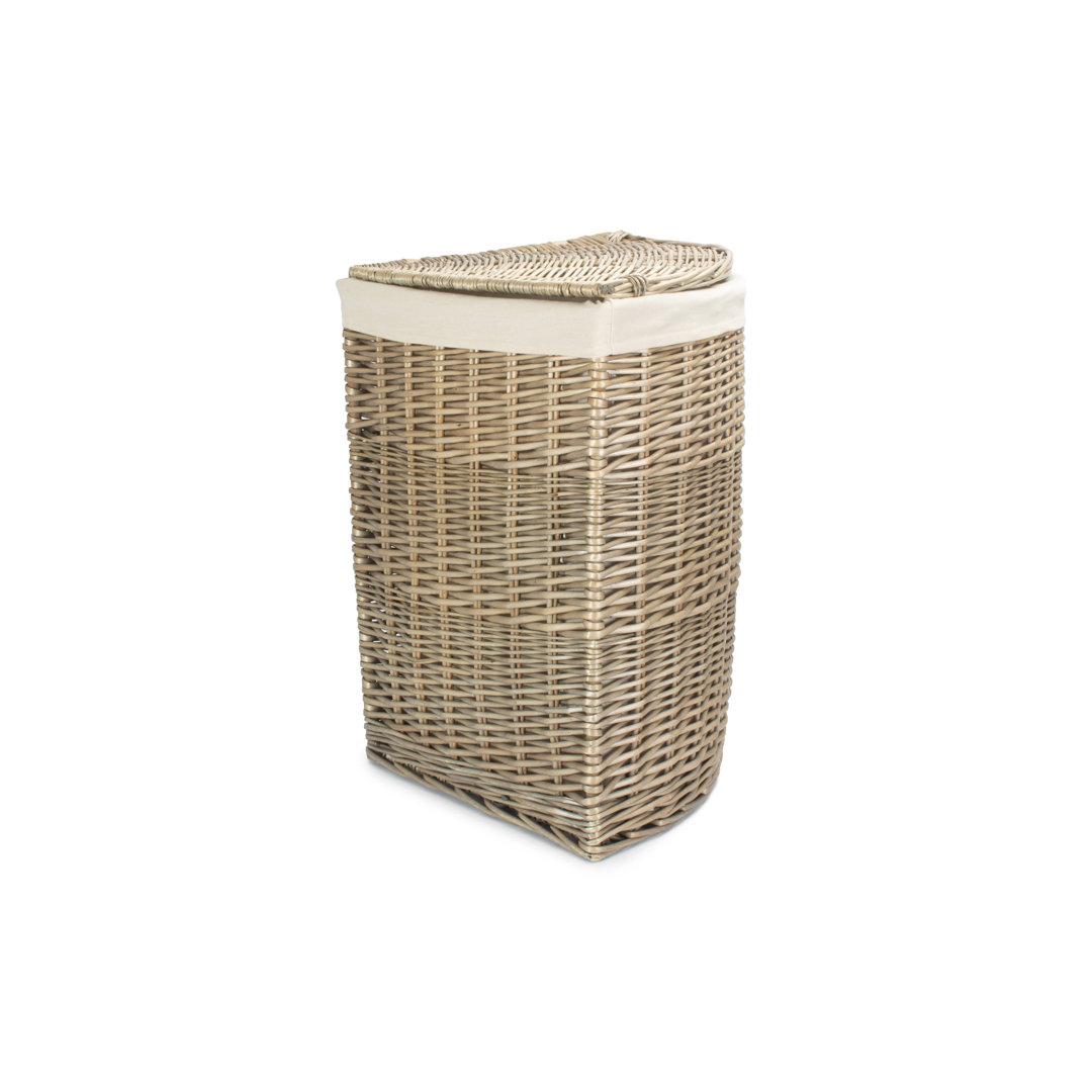 Wicker Antique Wash Laundry Bin with White Lining