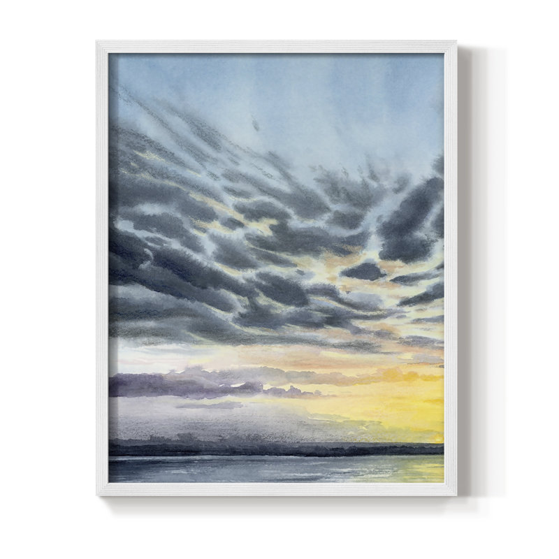 «Anastasia Island Sunset I», reproduction encadrée - bois massif, H 10 po x l 8 po, Blanc