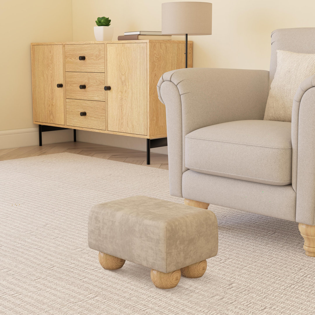 Blima Natural Wood Bun Feet - Plush Velvet - Fog Grey