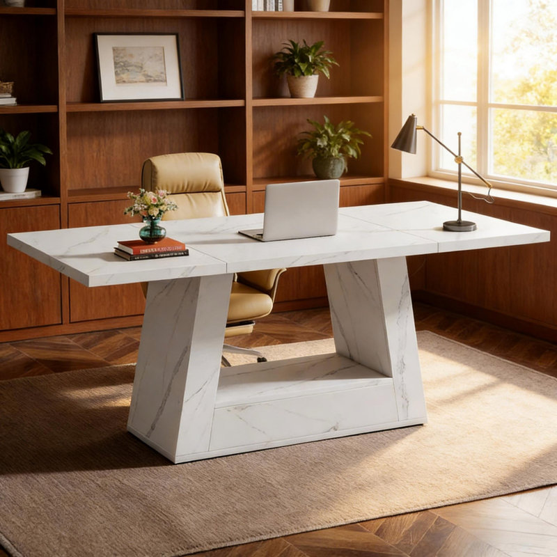 Bureau de direction pour salon, bureau de direction, bureau d'ordinateur, bureau en faux marbre pour bureau à domicile