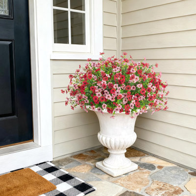 Fleurs artificielles de fausses mamans pour la décoration extérieure printemps-été, 12 faisceaux de plantes en soie artificielle marguerite pour pot de fleurs, aspect coloré et résistant aux rayons UV