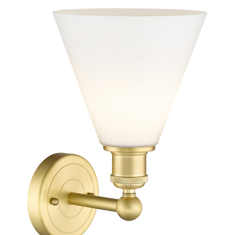 Beva Steel Armed Sconce, Matte White, Satin Gold