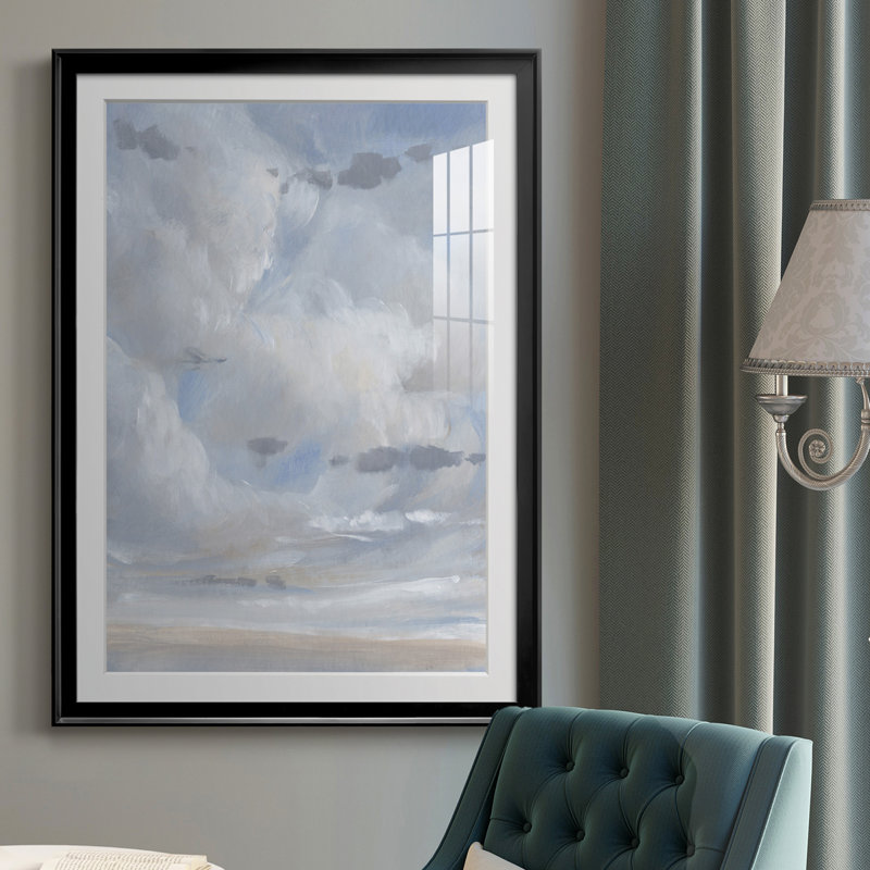 Toile encadrée de qualité supérieure bleu ciel II - prête à être accrochée, H 30,5 po x l 22,5 po, Toile encadrée noire, Oui