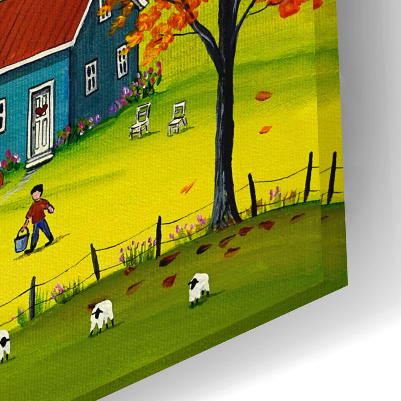 «Farm Kids in the Fall» par Sharon Mark, art mural en verre acrylique, H 16 po x l 24 po x P 0,2 po
