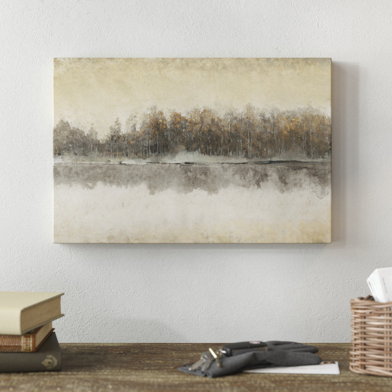 «Edgewater II», peinture sur toile, H 12 po x l 18 po, Imprimé à cadre doré, Oui