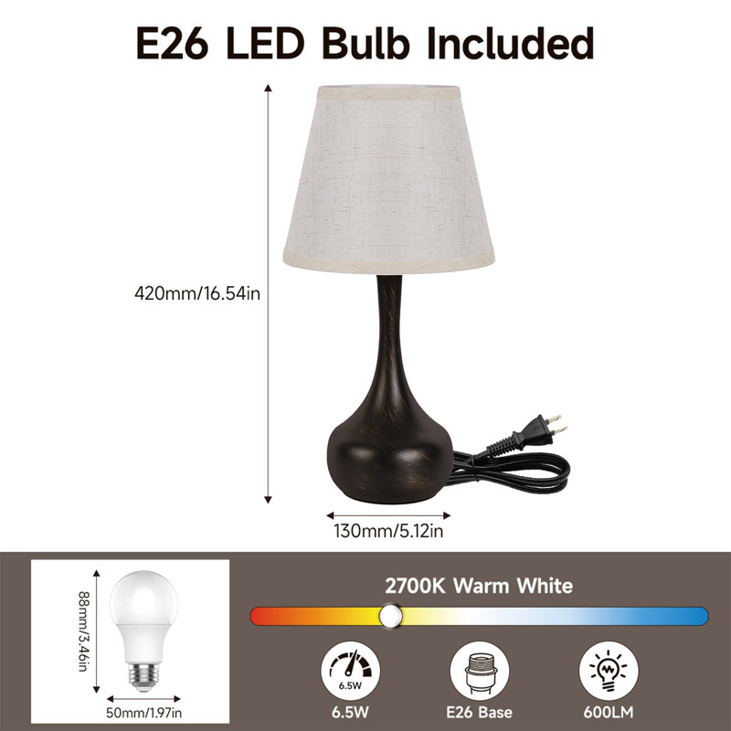 Touch Table Lamps For Bedroom, Farmhouse 3-Way Dimmable Bedside Lamps For Nightstand With Fabric Shade,Lamps For Living Room，Desk Lamps For Home Office(set of 2)