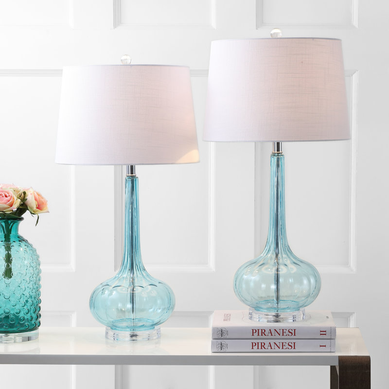 Musselman Glass Table Lamp, Aqua