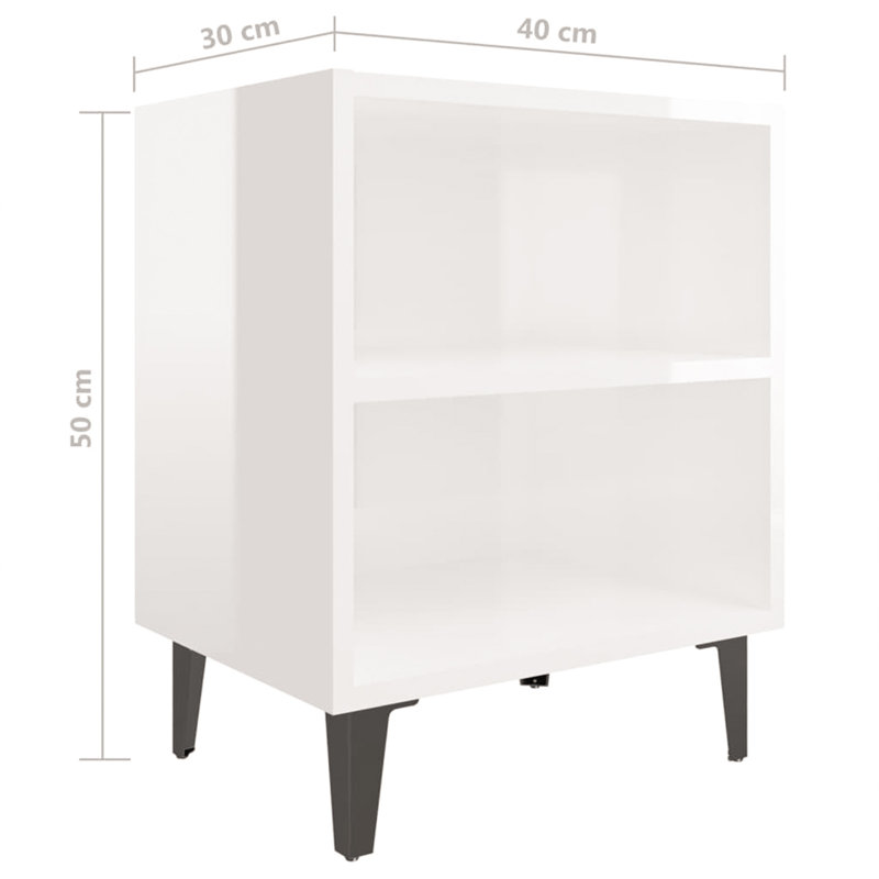 Southsea 40cm W Bedside Table, Individua, High Gloss White