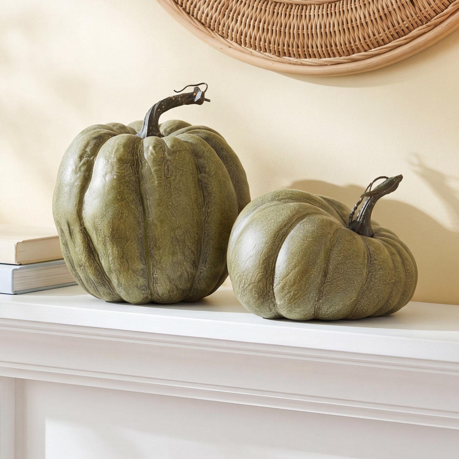 Soft Touch Weathered Pumpkin Holiday Accent, Green