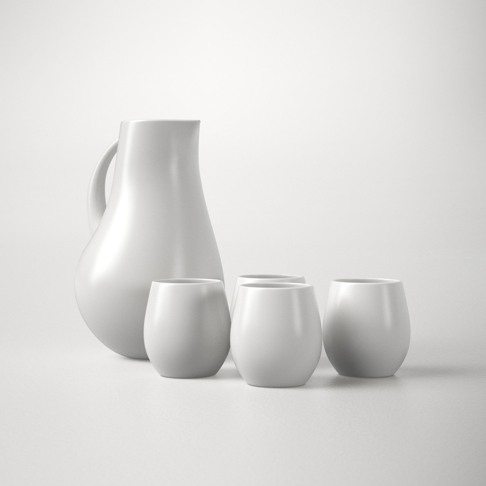 Borgen 5-Piece Goblet and Pitcher Set, Pearl