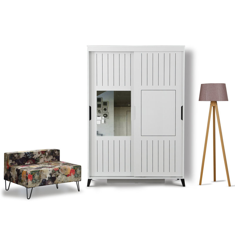 Armoire Suellen, H 85 po x l 63 po x P 23,6 po, Brillant / blanc