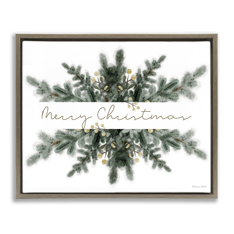 "Festive Fir", art mural encadré flottant par Susan Ball, Cadre flottant orme Montalcino, H 25 po x l 31 po