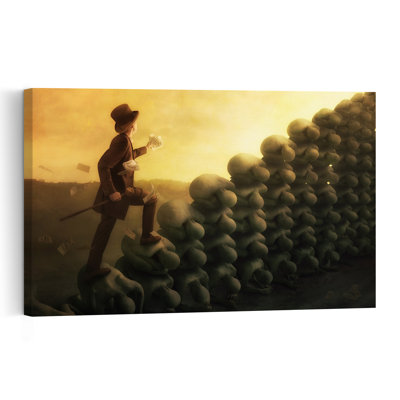 Golden Path Of Ambition Surreal Abstract Contemporary Wall Art Print 1 Piece Wrapped Canvas Wall Art