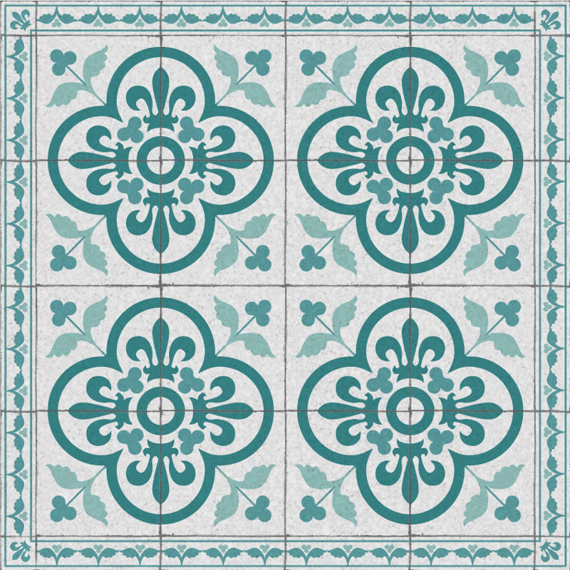 Santos Blue Easy to Clean Vinyl Mat, Rectangle 2' x 4'