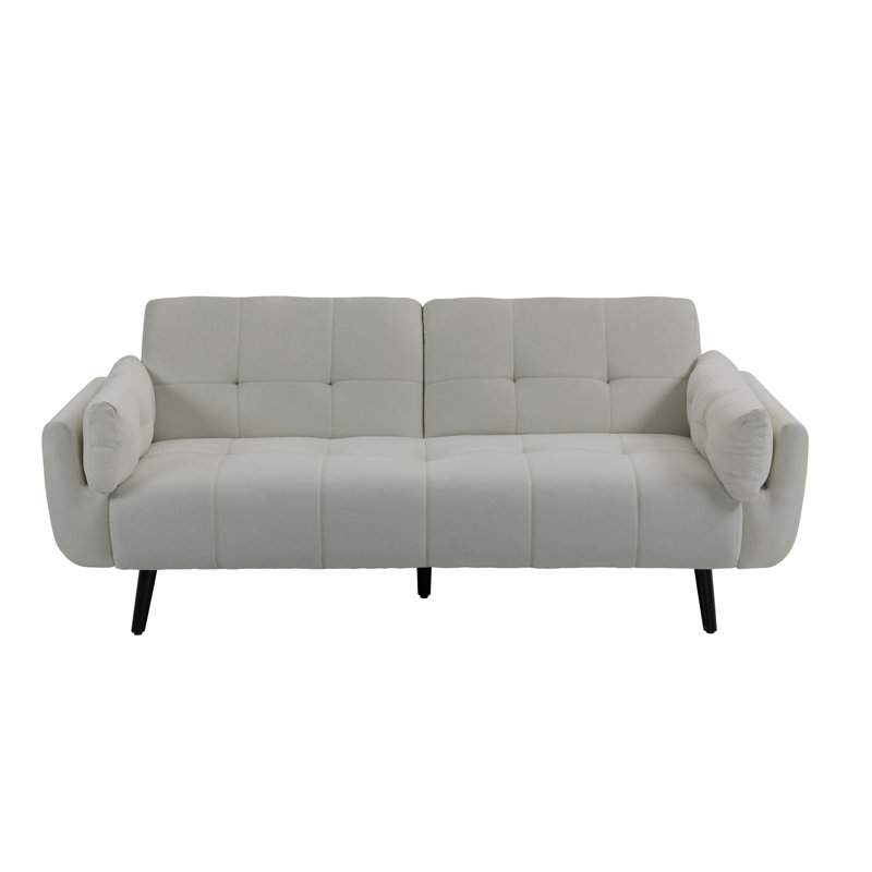 Raducu 74.9'' Flared Arm Convertible Sleeper Sofa, Gray Polyester