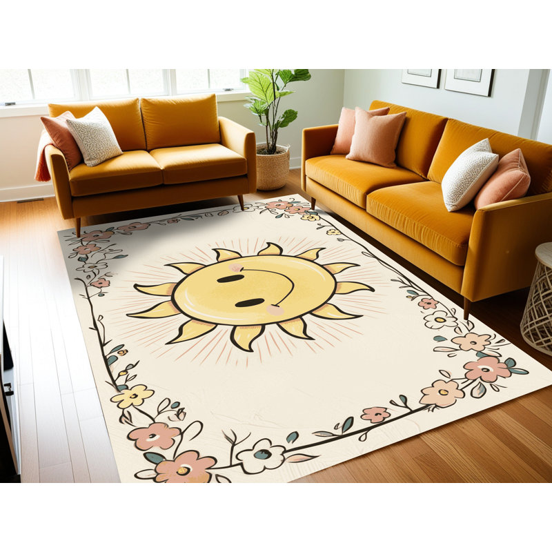 Zoomie Kids Washable Sky Clouds Nursery Kids Rug_Sky008, Rectangle 2' x 3'