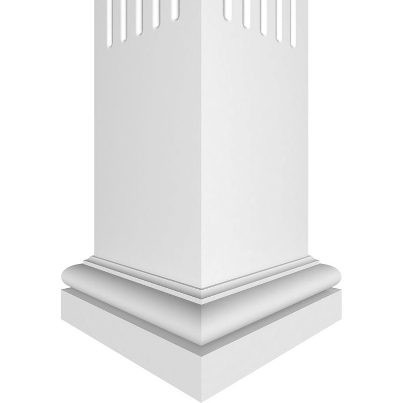 Colonne en PVC cannelée, carrée et couronnée Craftsman Classic, H 96 po x l 11,63 po, Tuscan Capital & Base