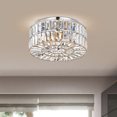 Vangundy 4 - Light 15.4" Chrome Crystal Glass Prism Flush Mount