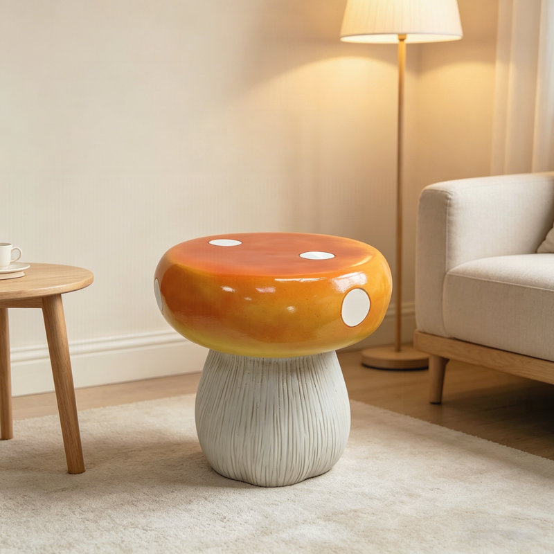 Statue tabouret Mushroom, tabouret de jardin extérieur en résine, tabouret surdimensionné à base de forêt 13,8 pouces, tabouret d'intérieur Courtyard