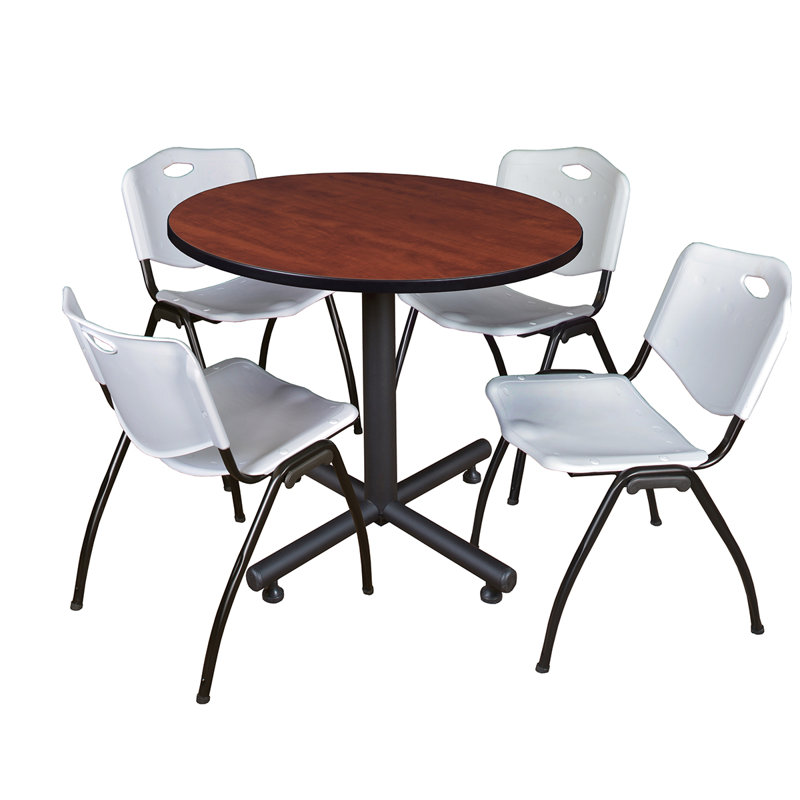 Table de salle de repos Nicklo, Cerisier, Gris, 29" H x 36" L x 36" D