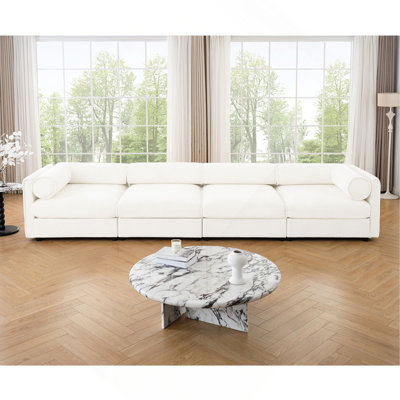 Modular Sectional Sofa With Storage, Cylindrical Backrest And Armrests Deep Comfortable Seating,Durable And Supportive For Living Room,4 Seat L- Shaped Sofa