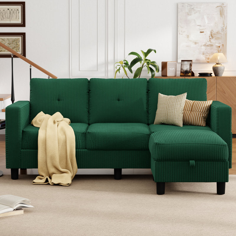 76.4" Upholstered Couch Sofa, Green