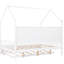 Lit blanc pour lit double avec lit gigogne et tablette, idéal pour un sommeil de yoga, conception semi-fermée dans une atmosphère calme, tablette de stabilité à structure en bois de pin, jeu de fantaisie inspiré d'une maisonnette, corde à objets-1505608036
