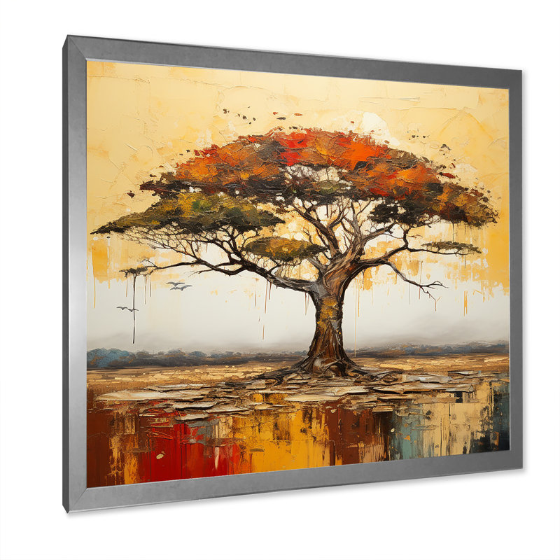 Arbre sauvage d'Afrique, art mural 2, H 16 po x l 16 po, Argent