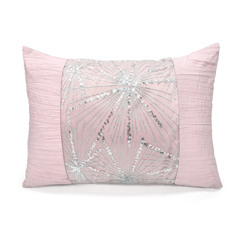 Opperman Crinkle Glitter Sequin Shimmering Boudoir Cushion, Pink