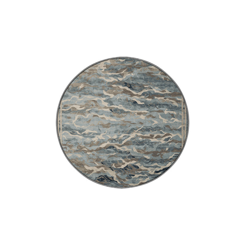 Machine Washable Brown Area Rug, Round 3'
