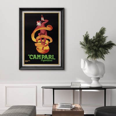 Vintage Campari L’aperitivo Italian Advertisement Poster Artwork, Kitchen Bar Dining Room Pictures, Framed Canvas Giclee Print Wall Art.