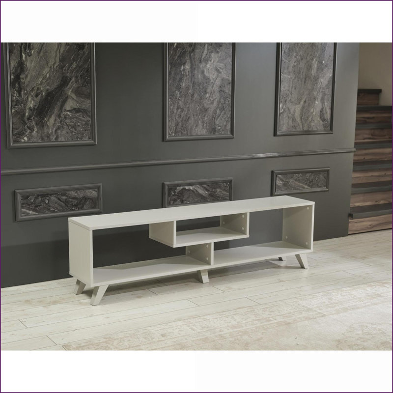 TV Furniture: FurnisHome Parma Mid Century Modern 67 Inch Open Shelving TV Stand, Grey | Fits Up to 67-Inch TVs