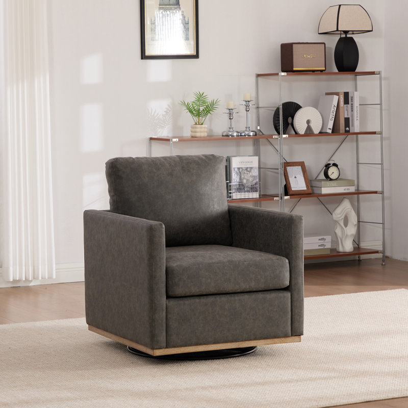 Fauteuil pivotant rembourré 30,7 po Pu, Gris