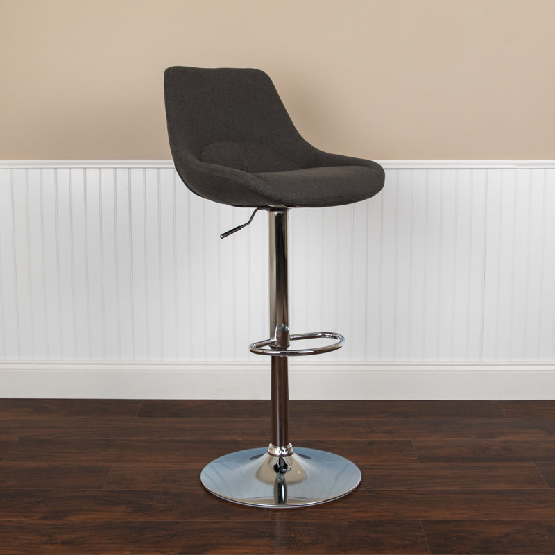 Tabouret de bar pivotant à hauteur réglable au gaz contemporain avec coussin de soutien - Tabouret de cuisine, Black Fabric