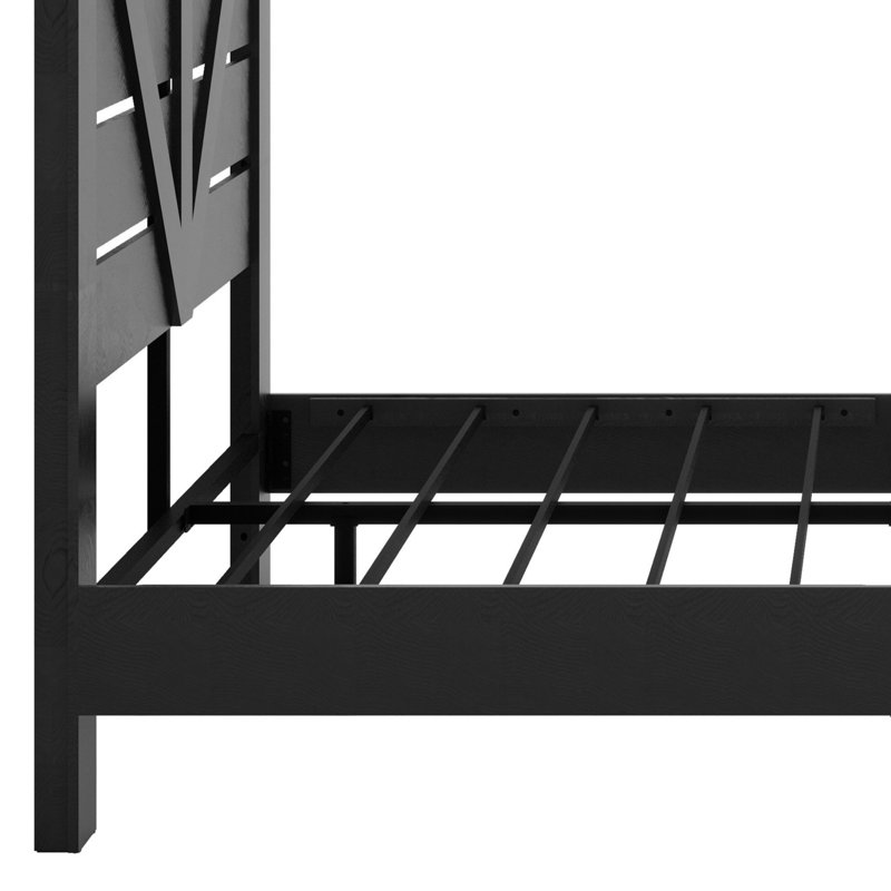 Tête de lit, tête de lit plateforme, grand rangement sous le lit, Noir, Double