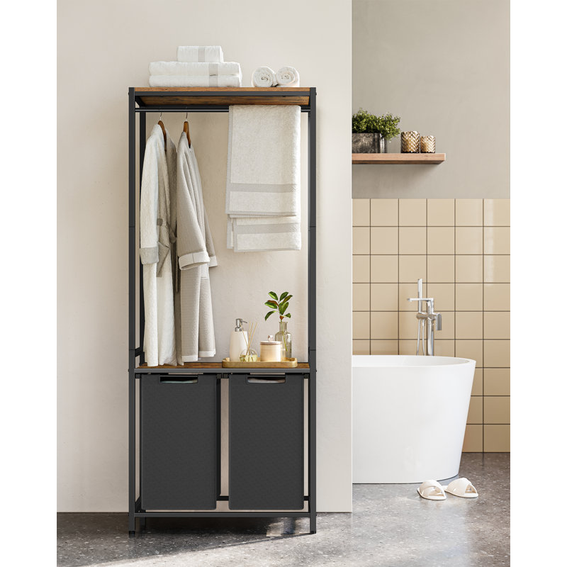 Laundry Hamper with Handles, Rustic Brown/Black