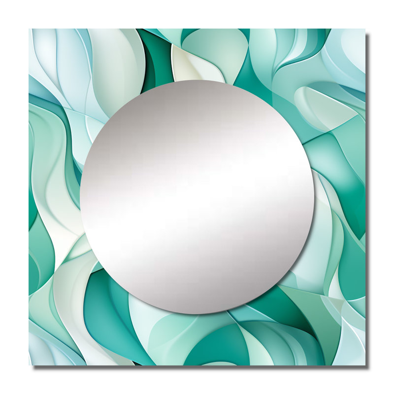 Motif côtier de verre de mer vert clair - art mural moderne carré, 29 po x 29 po