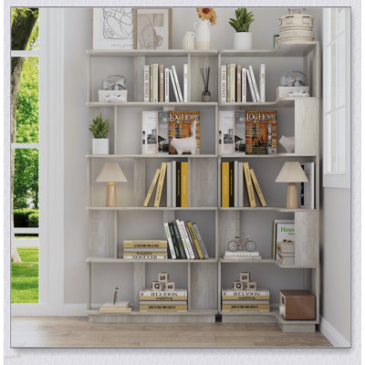 Ensemble de 2 bibliothèques combinées gratuites, en forme de L et en forme de I, pour plusieurs options de couleurs, longueurs de 55 cm et 80 cm
