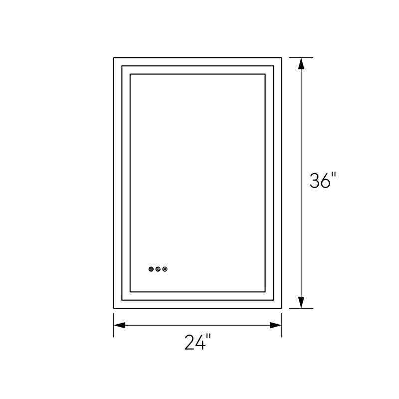 Miroir de meuble-lavabo mural avec cadre à DEL en aluminium, 36 po x 24 po