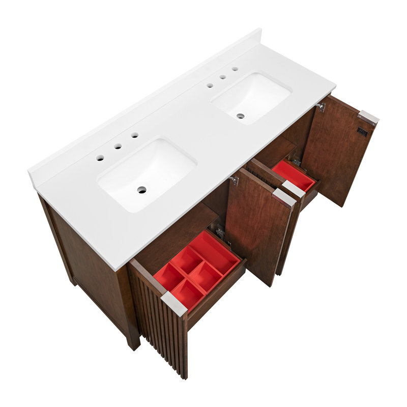 Through Lines 60" Double Bathroom Vanity, Brown